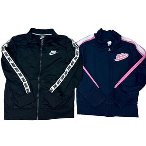 2 NIKE Jacket Girls 6 years Black Navy Track Full Zip Jacket Logo